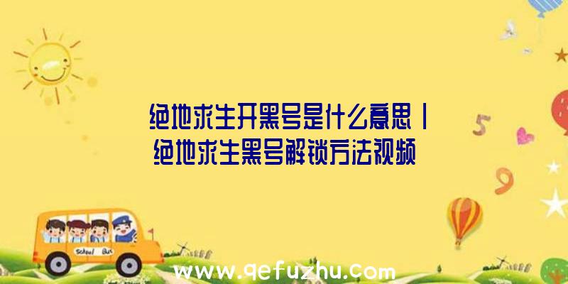 「绝地求生开黑号是什么意思」|绝地求生黑号解锁方法视频